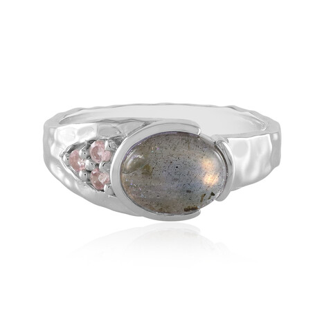 Anello in argento con Labradorite rosa Maniry