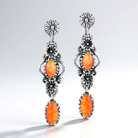 Orecchini in argento con Conchiglia di Ostrica Spinosa Arancione (Desert Chic)