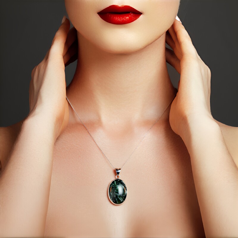 Seraphinite Silver Pendant