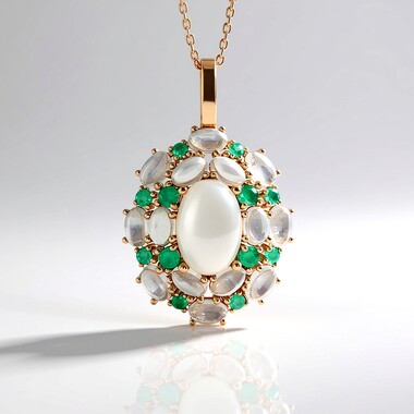 Collar en plata con Piedra de luna verde (KM by Juwelo)