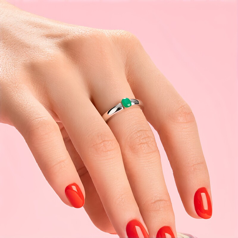 Anillo en plata con Esmeralda de Socoto