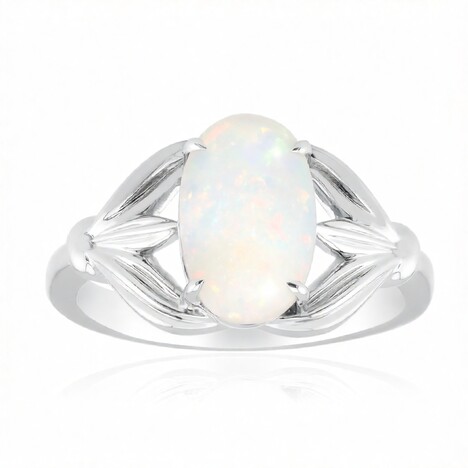 Anello in oro con Opale Bianco Brasiliano