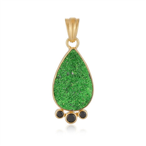 Uvarovite Silver Pendant (Bali Barong)