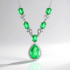 Collana in argento con Quarzo Verde Smeraldo