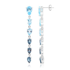 Pendientes en plata con Topacio azul suizo