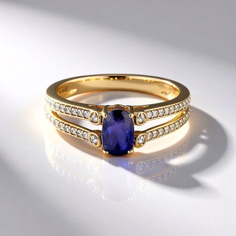 Anello in oro con Zaffiro Luc Yen (non riscaldato) (AMAYANI)