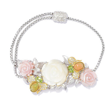 Brazalete en plata con Nácar (Dallas Prince Designs)