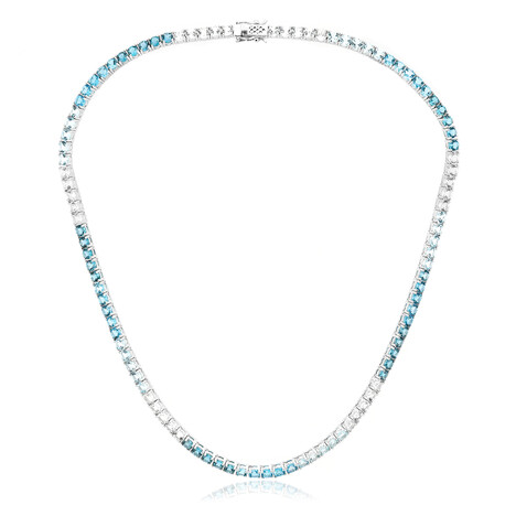 Zilveren halsketting met witte topaasstenen