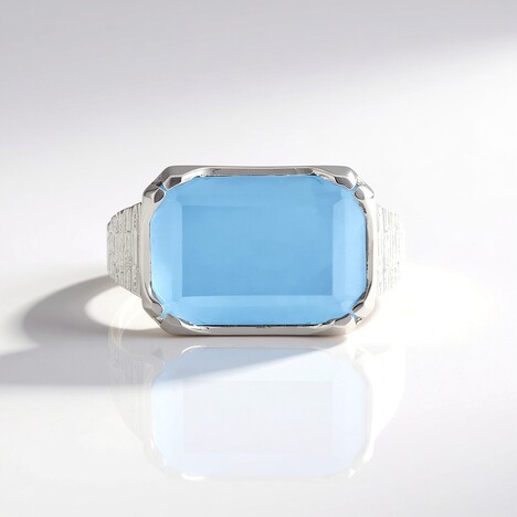 Anello in argento con Calcedonio Acqua