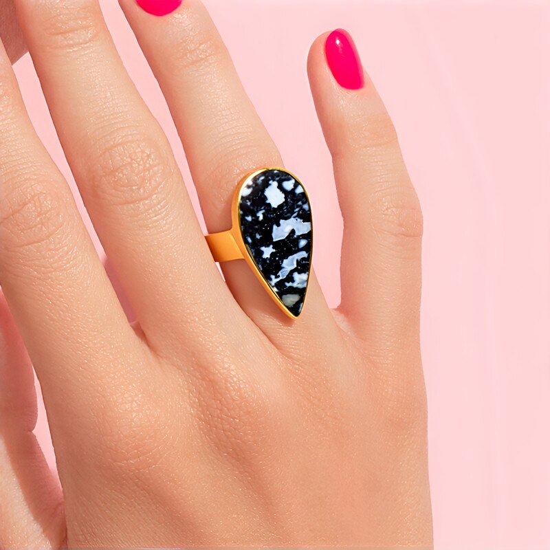 Versteinertes Palmenholz-Silberring