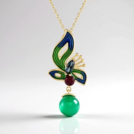 Collana in argento con Onice Verde (Adela Silber)