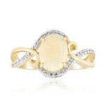 Anillo en oro con Ópalo blanco de Brasil