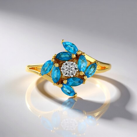 Anello in argento con Apatite Blu Neon