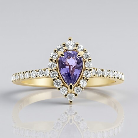 Anello in oro con Zaffiro Ceylon Porpora