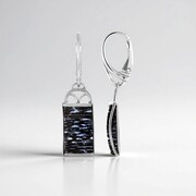 Pendientes en plata con Madera petrificada de palma de Jambi (Bali Barong)