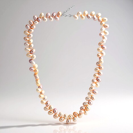 Collana in argento con Perla d'Acqua Dolce Arancione