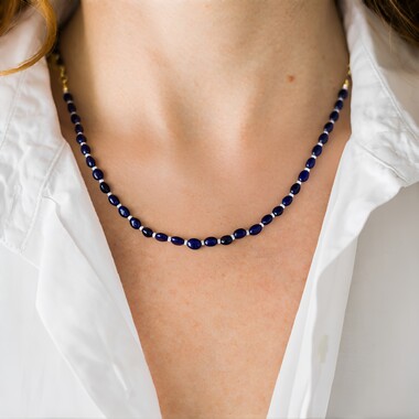 Zilveren halsketting met Blauwe Bemainty Saffieren (Riya)