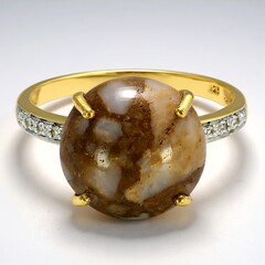 Anello placcato in oro con Quarzo Dinosauro