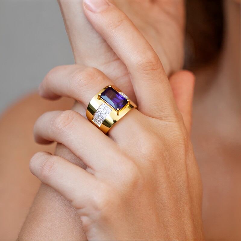 Bague en argent et Fluorite multicolore