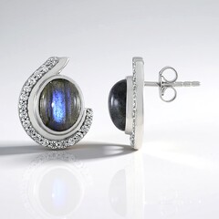 Orecchini in argento con Labradorite Blu Maniry (KM by Juwelo)