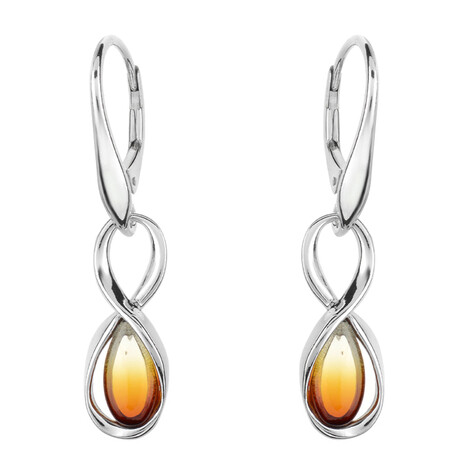 Zilveren oorbellen met zonsopgang Baltische barnstenen (dagen)