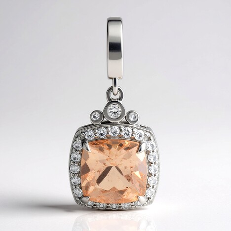 Pendentif en argent et Morganite du Brésil