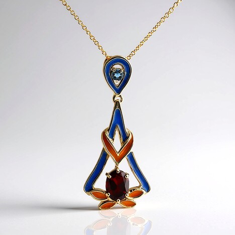 Collier en argent et Grenat du Mozambique