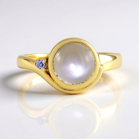 Anello in argento con Pietra di Luna Argentata (KM by Juwelo)