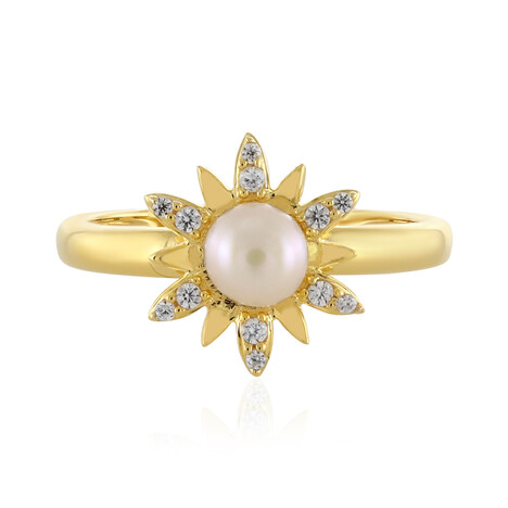 Weiße Süßwasserzuchtperlen-Silberring