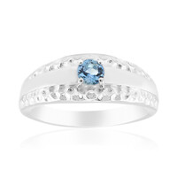 Bague en argent et Aigue-marine du Mozambique (Pallanova)