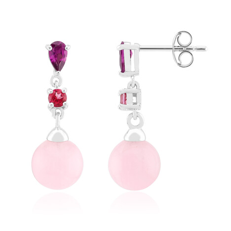 Pinkfarbener Quarz-Silberohrringe