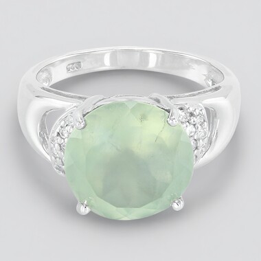 Anillo en plata con Prehnita