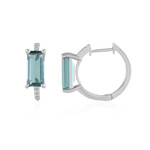 Petrolfarbener Fluorit-Silberohrringe