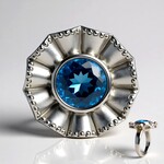 Anello in argento con Topazio Blu Svizzero (Remy Rotenier)