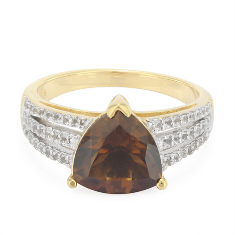Cognac Quartz Silver Ring