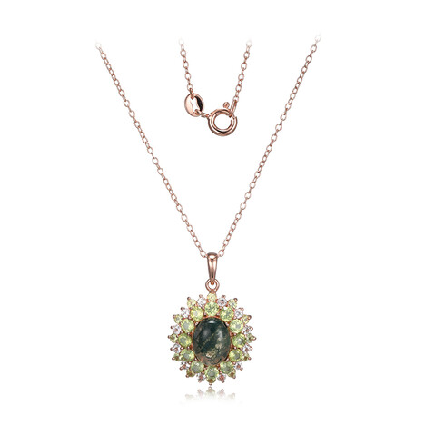 Moosachat-Silberhalskette