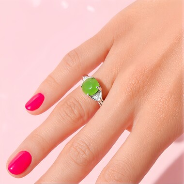 Anello in argento con Crisoprasio Imperiale