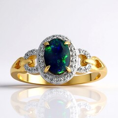 Anello in oro con Opale Nero di Lightning Ridge