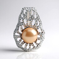 Ciondolo in argento con Perla d'Acqua Dolce Arancione (MONOSONO COLLECTION)