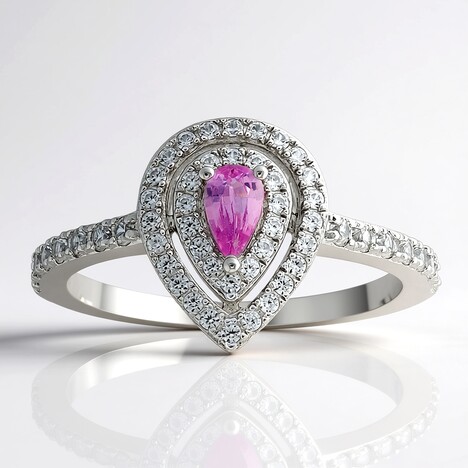 Anello in argento con Zaffiro Ceylon Rosa