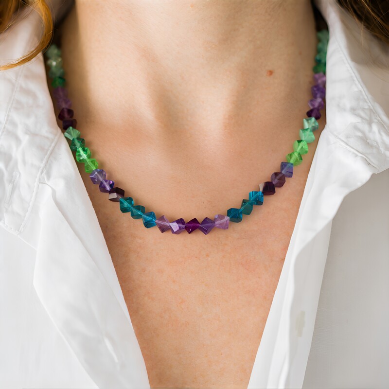 Fluorit-Silberhalskette