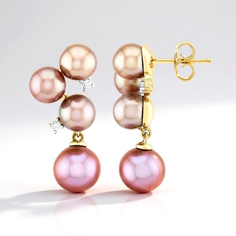 Orecchini in argento con Perla Ming Porpora (TPC)