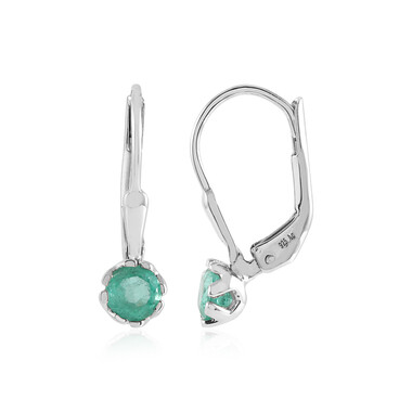 Boucles d'oreilles en argent et Emeraude de Colombie