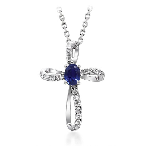 Blauer Ceylon-Saphir-Goldhalskette