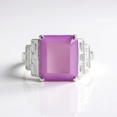 Anello in argento con Calcedonio Lavanda