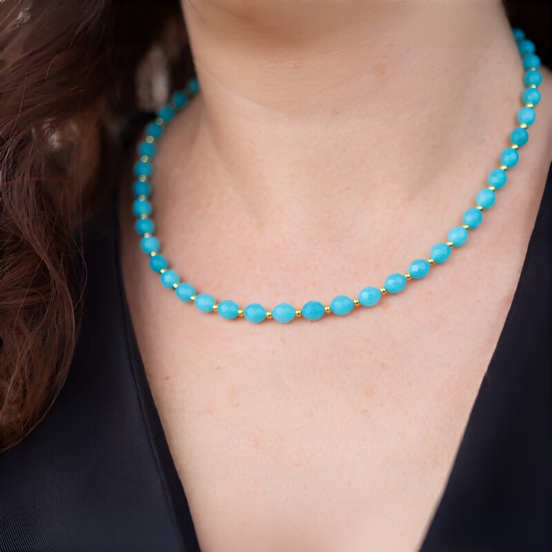 Caribbean Blue Quarz Silver Necklace