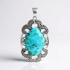 Pendentif en argent et Turquoise bleue de Mohavie (Faszination Türkis)
