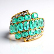 Zilveren ring met Groene fluor apatieten (Gems en Vogue)