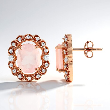 Boucles d'oreilles en argent et Quartz rose