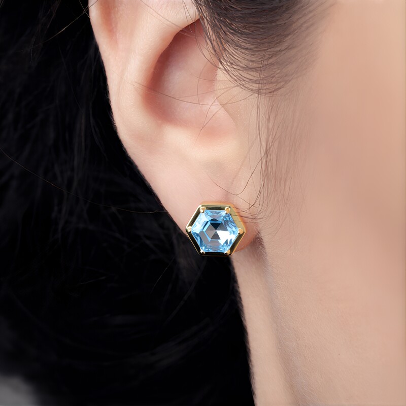 Pendientes en plata con Topacio azul cielo